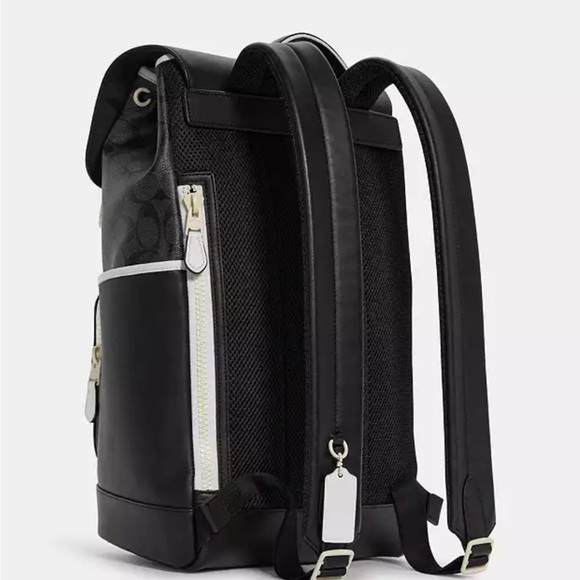Black Coach Track Backpack in Signature Canvas - Picture 3 of 7